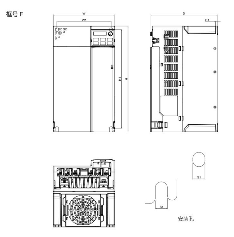 臺達變頻器 VFD38AMS43ANSAA 的安裝尺寸